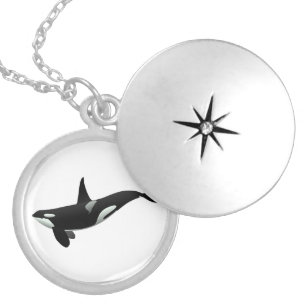 Orca whale illustration - Choose background colour Locket Necklace