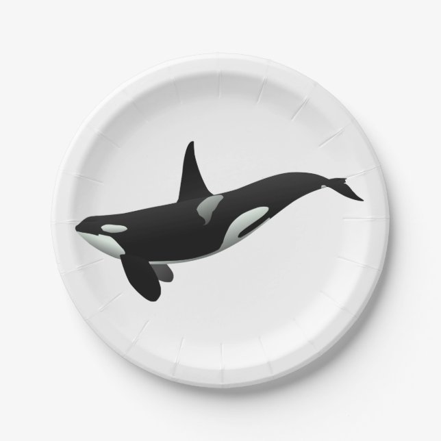 Orca whale illustration - Choose background colour Paper Plate (Front)