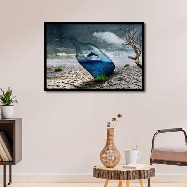 Orca Whale in a Bottle Print Poster Artwork Mural (Orca Killer Whale art)