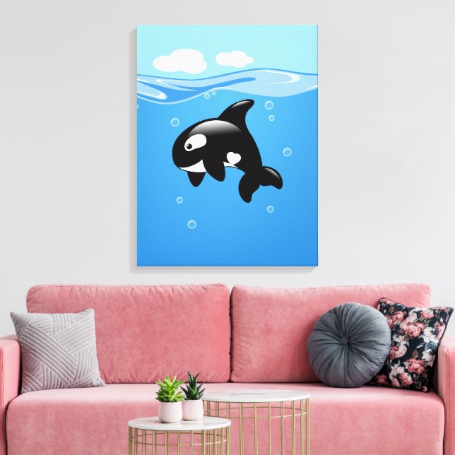 Orca Whale in Ocean Canvas Print (Insitu(LivingRoom))