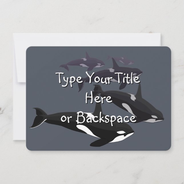 Orca Whale Invitations Personalized Whale RSVP (Front)