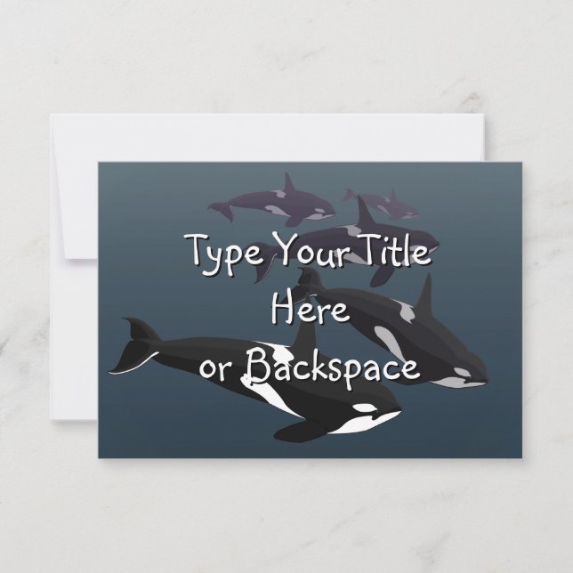 Orca Whale Invitations Personalized Whale RSVP (Front)