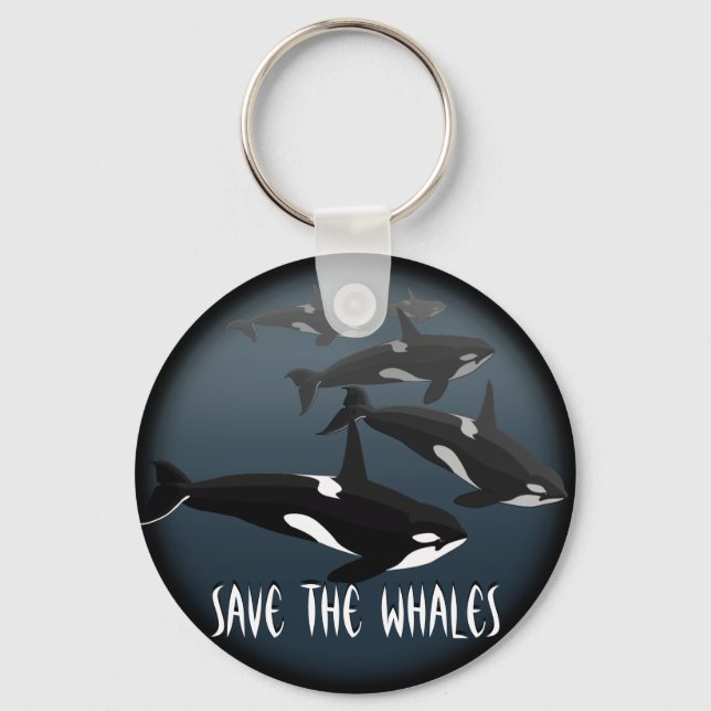 Orca Whale Keychain Personalized Whale Art Gifts (Front)