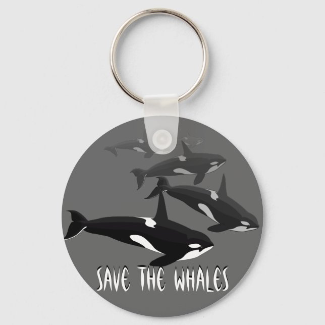 Orca Whale Keychain Personalized Whale Art Gifts (Front)