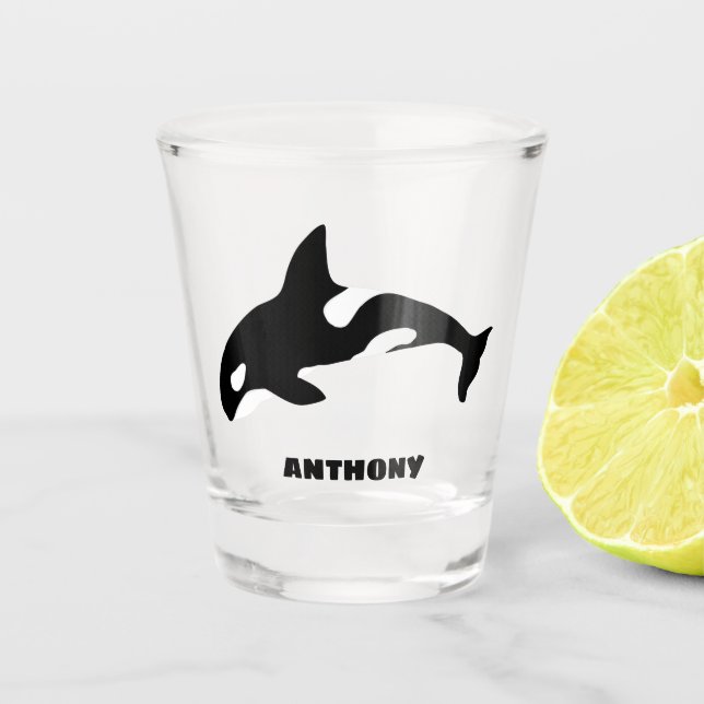 Orca Whale, Killer Whale Personalized Shot Glass (Front)