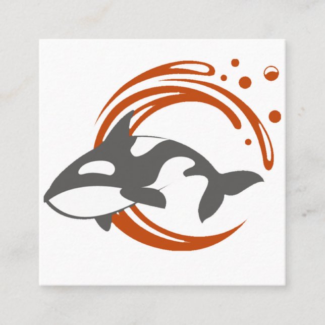 Orca Whale Mascot Logo Square Business Card (Front)
