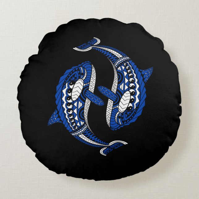 Orca Whale Ocean Animals Round Pillow (Front)