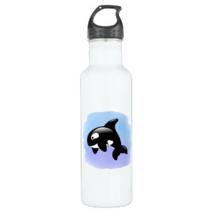 Orca Whale on Watercolor Blue 710 Ml Water Bottle