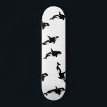 Orca Whale Pod Pattern Ocean White  Skateboard<br><div class="desc">Whimsical pod of beautiful orca whales for every whale lover. Orca killer whales pattern home decor,  gift. Orca whale-themed black and white cool personalized skateboard.</div>