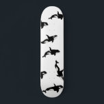 Orca Whale Pod Pattern Ocean White  Skateboard<br><div class="desc">Whimsical pod of beautiful orca whales for every whale lover. Orca killer whales pattern home decor,  gift. Orca whale-themed black and white cool personalized skateboard.</div>
