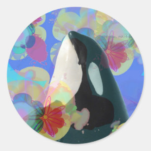 Orca Whale Spy Hop Multicolor Graphic-I SEE You Classic Round Sticker