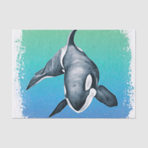 Orca Whale Teal crystal Tissue Paper
