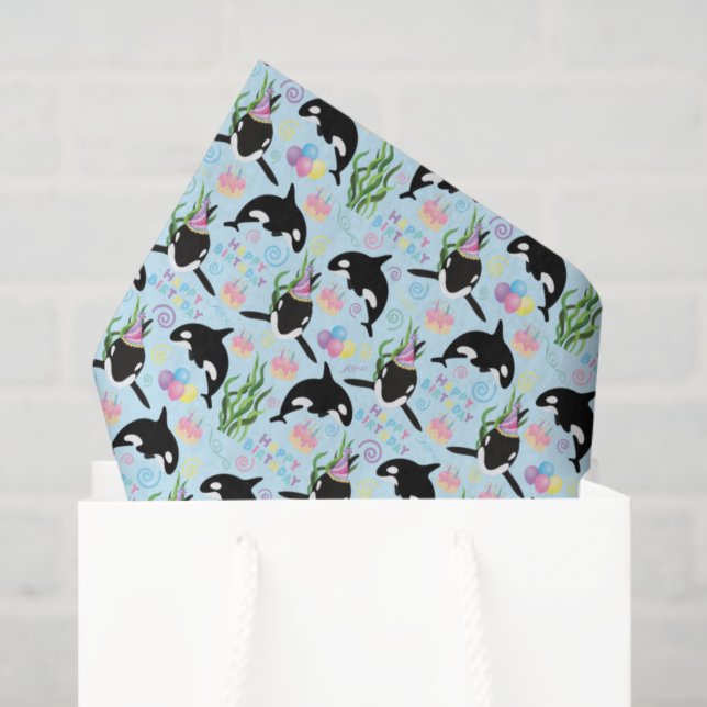 Orca Whale Tissue Paper in Blue (Gift Bag)