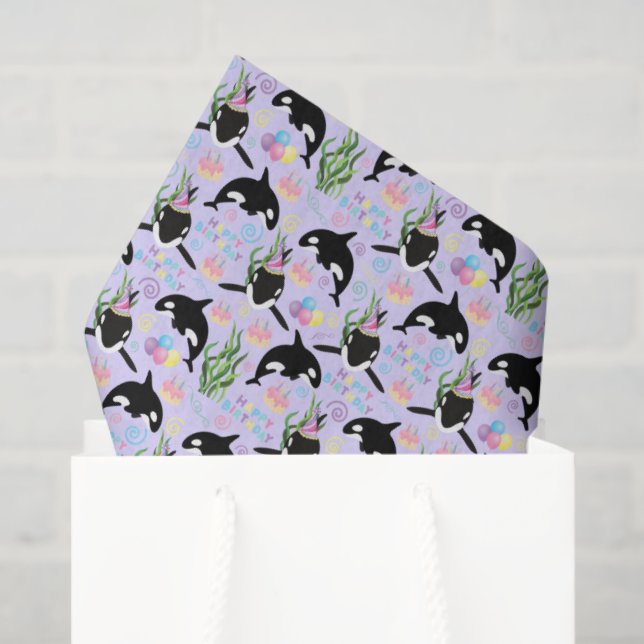 Orca Whale Tissue Paper in Purple (Gift Bag)