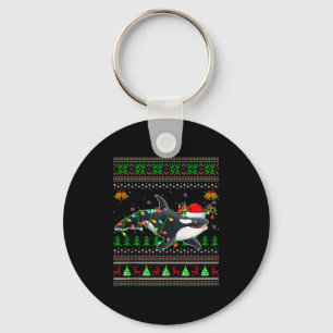 Orca Whale Ugly Christmas Sweaters Santa Sea Anima Keychain