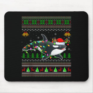 Orca Whale Ugly Christmas Sweaters Santa Sea Anima Mouse Pad