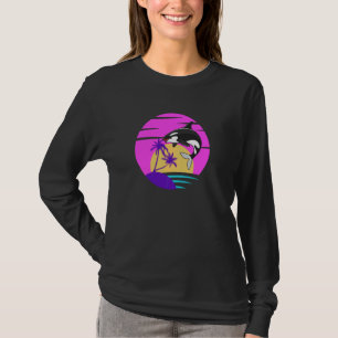 Orca Whale Vintage Sunset 80s Retro Pul Hoodie T-Shirt
