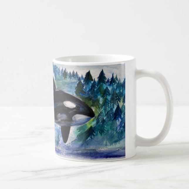 Orca Whale Watercolor Art Mug (Right)