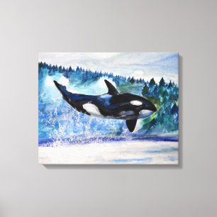 Orca whale watercolor Canvas