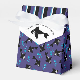 Orca Whale with Bubbles Purple Blue Stripes Favor Box