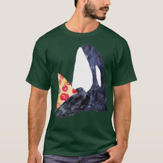 Orca whale with pizza watercolor T-Shirt