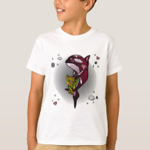 Orca Whale with Teddy Bear in Space Graphic Design