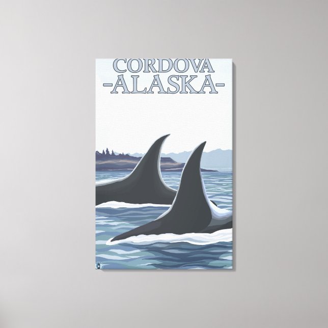 Orca Whales #1 - Cordova, Alaska Canvas Print (Front)