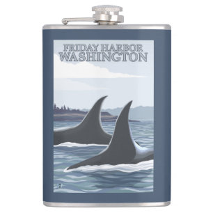 Orca Whales #1 - Friday Harbour, Washington Hip Flask
