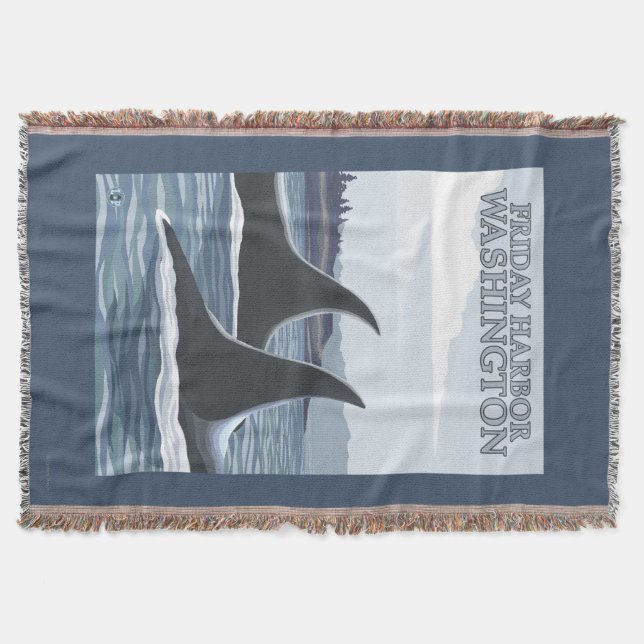 Orca Whales #1 - Friday Harbour, Washington Throw Blanket (Front)