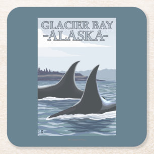 Orca Whales #1 - Glacier Bay, Alaska Square Paper Coaster
