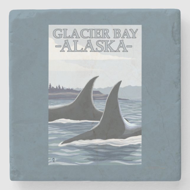 Orca Whales #1 - Glacier Bay, Alaska Stone Coaster (Front)