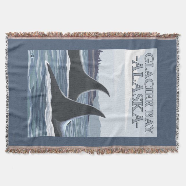 Orca Whales #1 - Glacier Bay, Alaska Throw Blanket (Front)