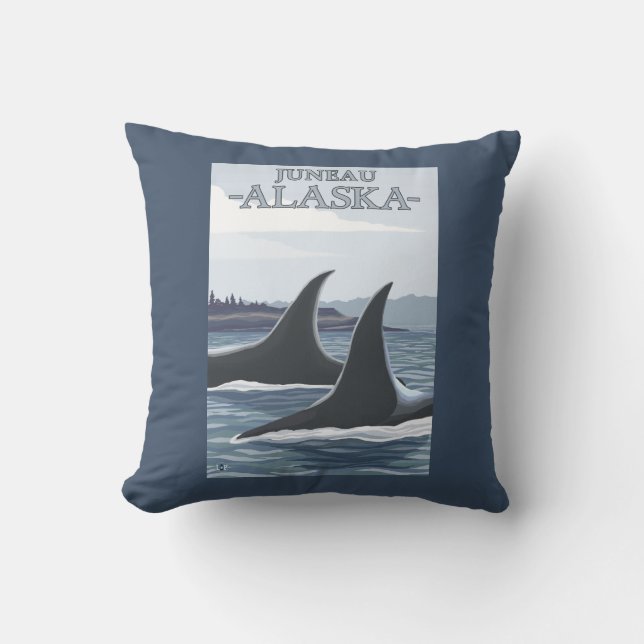 Orca Whales #1 - Juneau, Alaska Throw Pillow (Front)