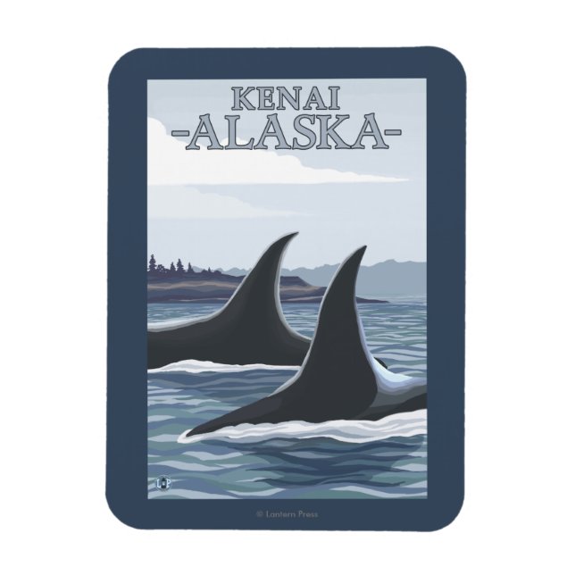 Orca Whales #1 - Kenai, Alaska Magnet (Vertical)