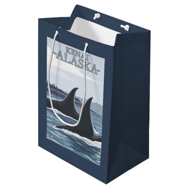 Orca Whales #1 - Kenai, Alaska Medium Gift Bag (Front Angled)