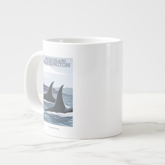 Orca Whales #1 - Orcas Island, Washington Large Coffee Mug (Front Left)