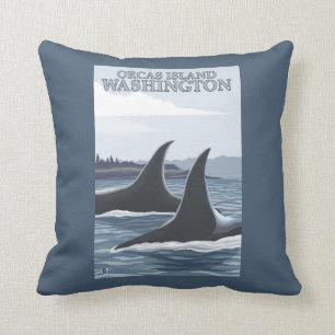 Orca Whales #1 - Orcas Island, Washington Throw Pillow
