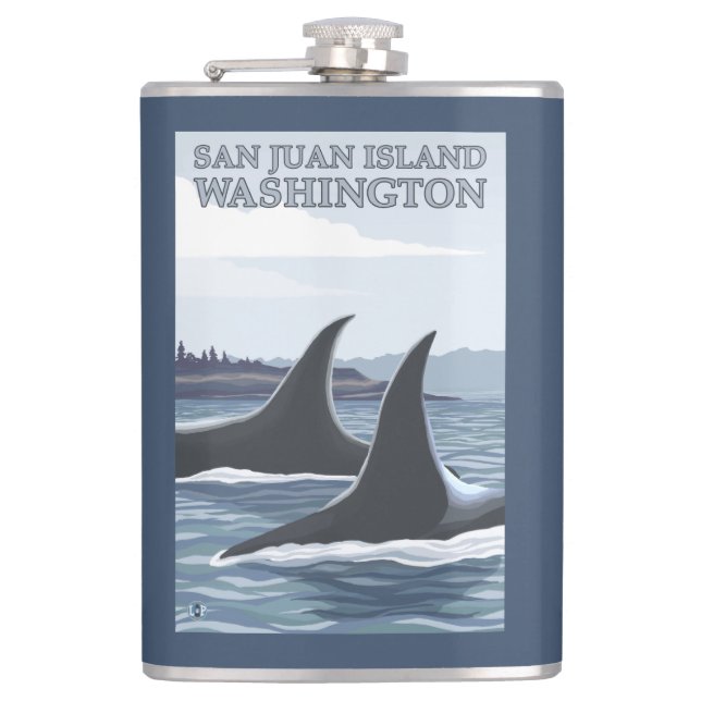 Orca Whales #1 - San Juan Island, Washington Hip Flask (Front)