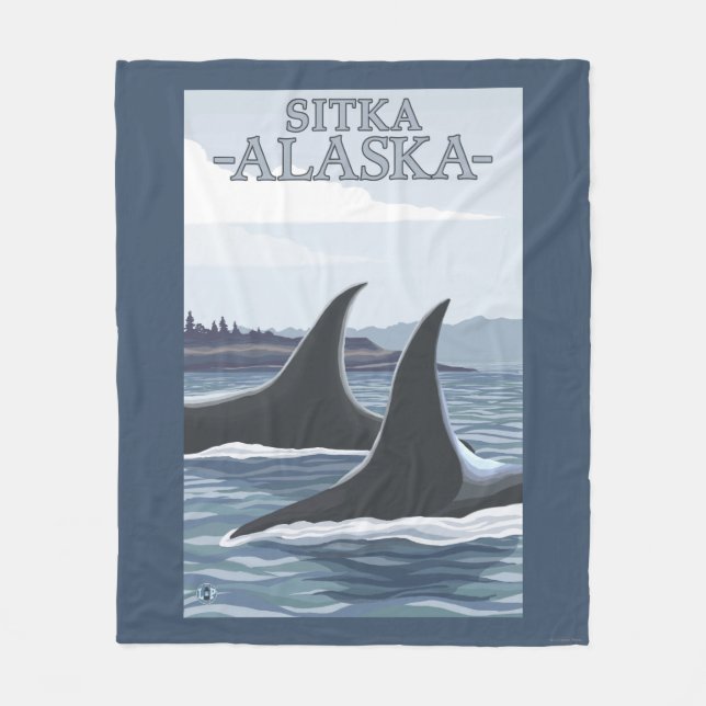 Orca Whales #1 - Sitka, Alaska Fleece Blanket (Front)