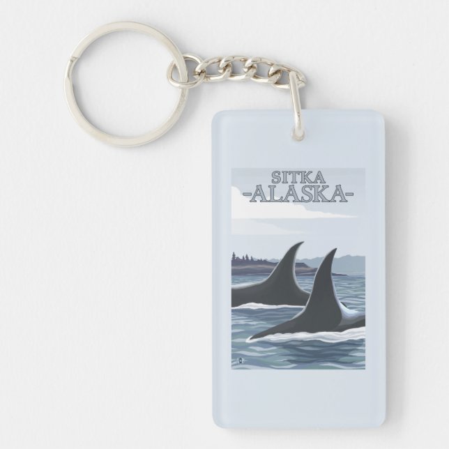Orca Whales #1 - Sitka, Alaska Keychain (Front)