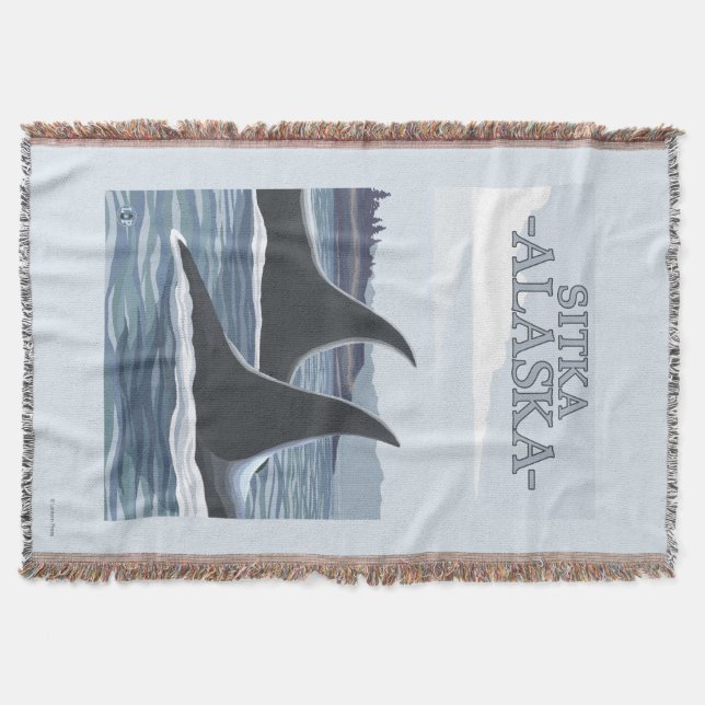 Orca Whales #1 - Sitka, Alaska Throw Blanket (Front)