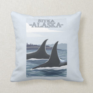 Orca Whales #1 - Sitka, Alaska Throw Pillow