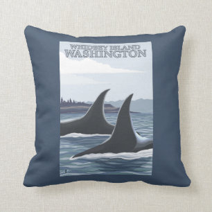 Orca Whales #1 - Whidbey, Washington Throw Pillow