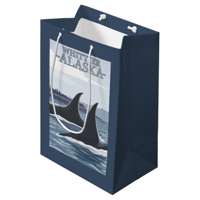 Orca Whales #1 - Whittier, Alaska Medium Gift Bag (Front Angled)