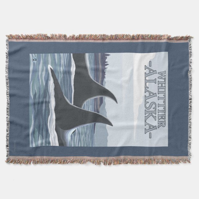 Orca Whales #1 - Whittier, Alaska Throw Blanket (Front)
