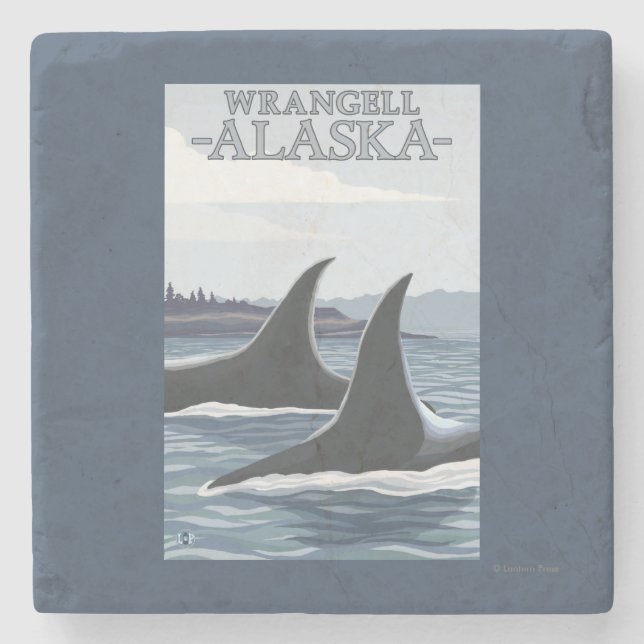 Orca Whales #1 - Wrangell, Alaska Stone Coaster (Front)