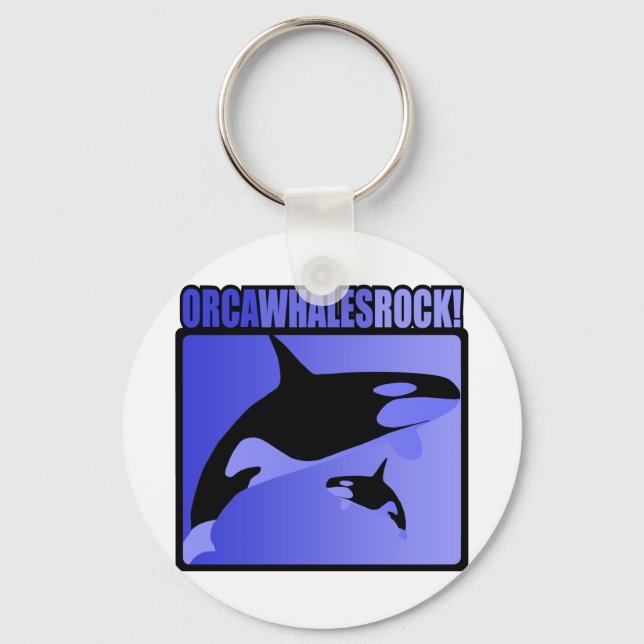 Orca Whales Rock! Keychain (Front)
