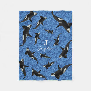 Orca Wild Killer Whale Pod   Personalized Fleece Blanket