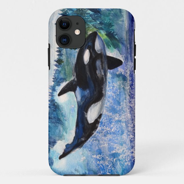 Orca Wildlife watercolor iPhone case (Back)