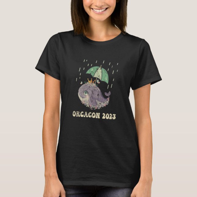 Orcacon 2023 Cute Whale Umbrella Rain T-Shirt (Front)